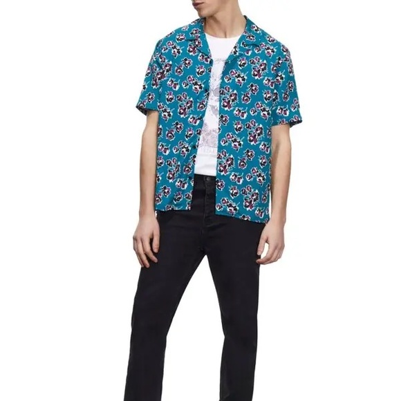 The Kooples Printed Short Sleeve Button Front Camp Shirt - Picture 2 of 10
